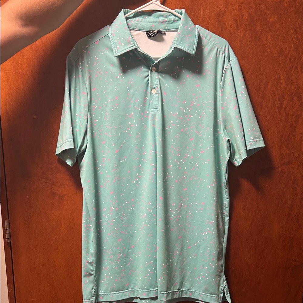 Stylish Mint Polo Shirt with Pink Accents
